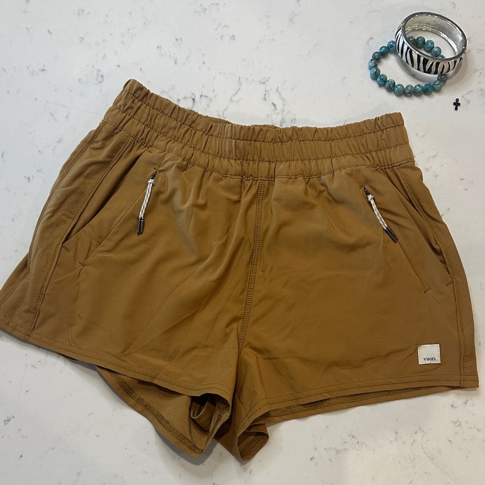 TNA Tan Athletic Shorts with Secure Pockets